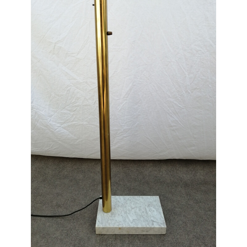 Vintage arc floor lamp with 3 brass and marble globes by Goffredo Reggiani, 1960