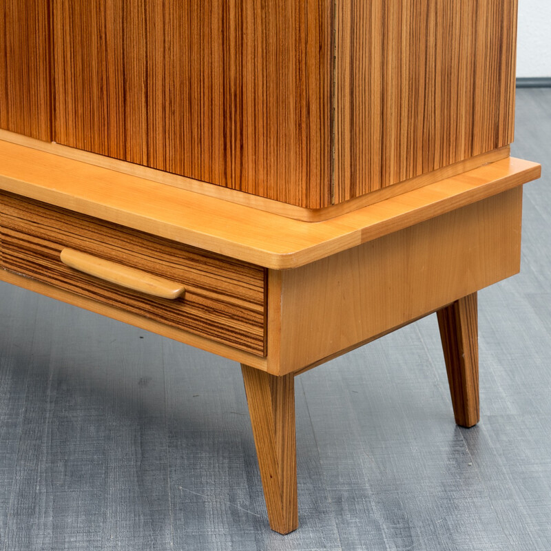 Large mid century highboard in ashwood and zebrawood - 1950s