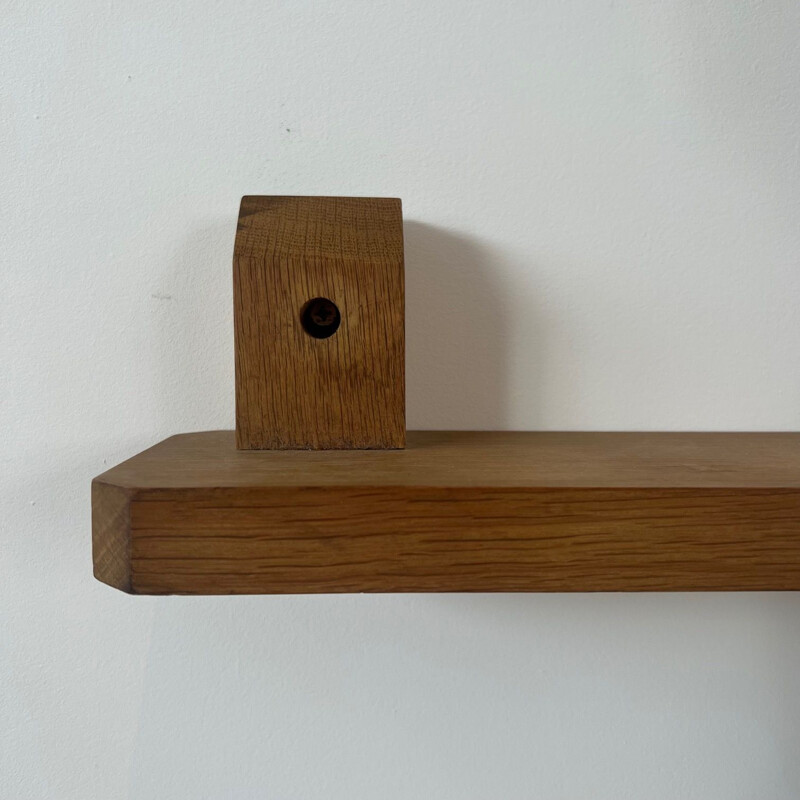 Vintage oak wall lamp by Guillerme et Chambron, France 1960