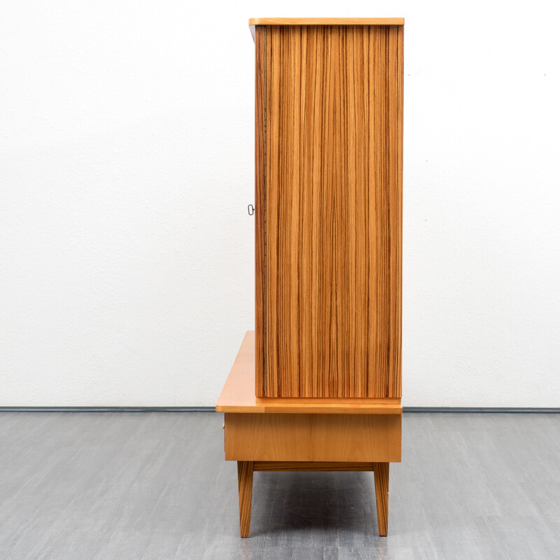 Large mid century highboard in ashwood and zebrawood - 1950s