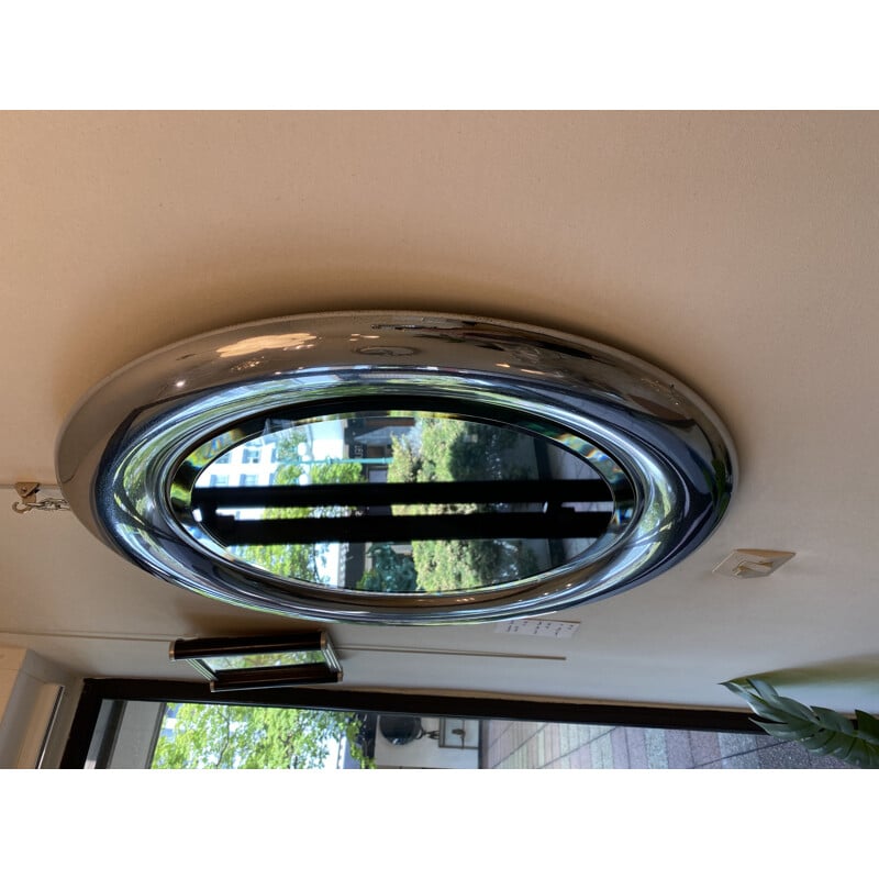 Vintage chrome steel mirror by Reggiani