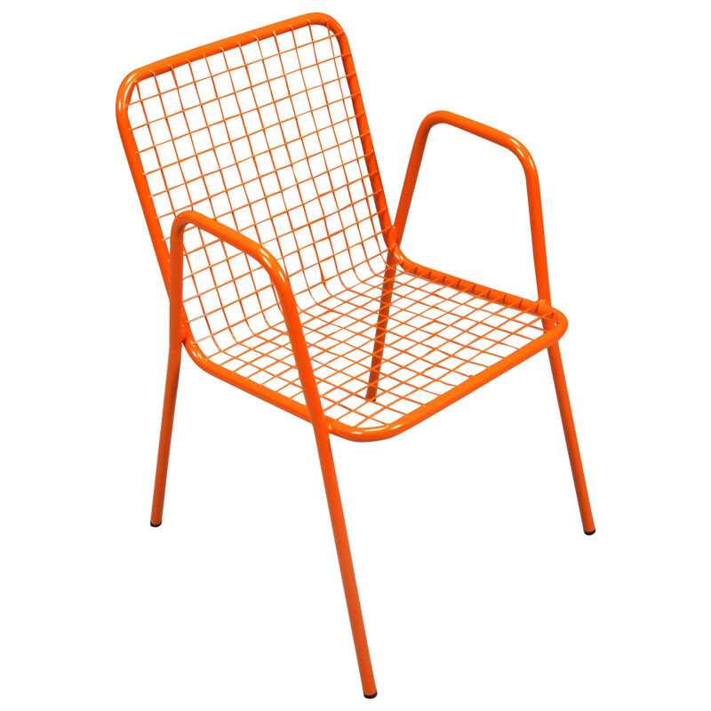 Chaise en métal orange - années 80