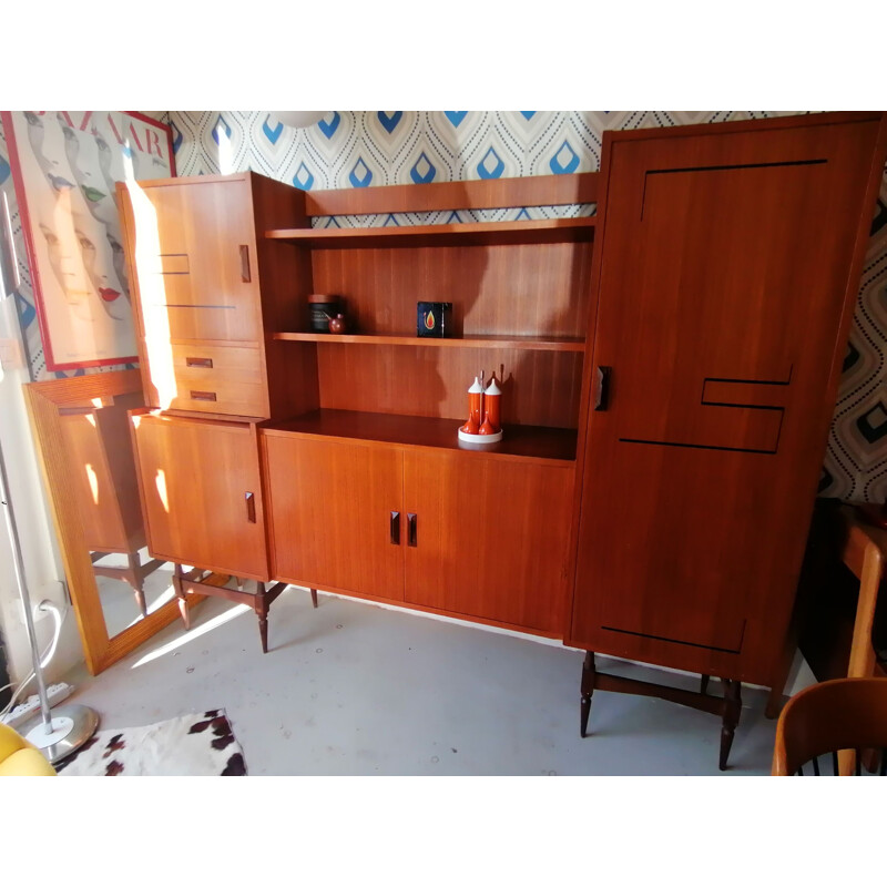 Vintage teak and glass buffet, 1970