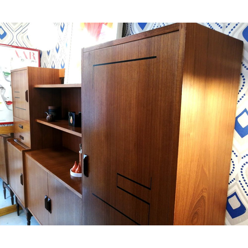 Vintage teak and glass buffet, 1970