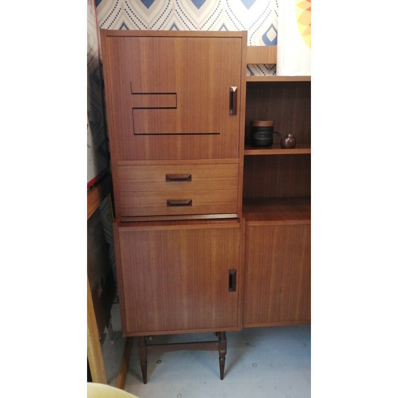 Vintage teak and glass buffet, 1970