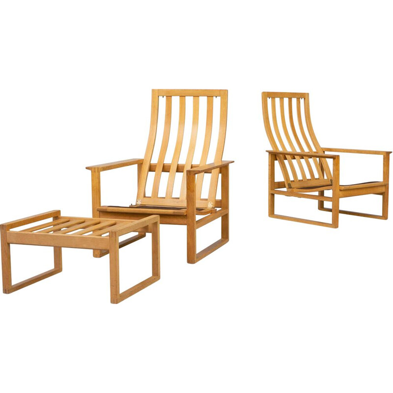 Vintage living room set in wood by Borge Mogensen for Fredericia Stolefabrik 