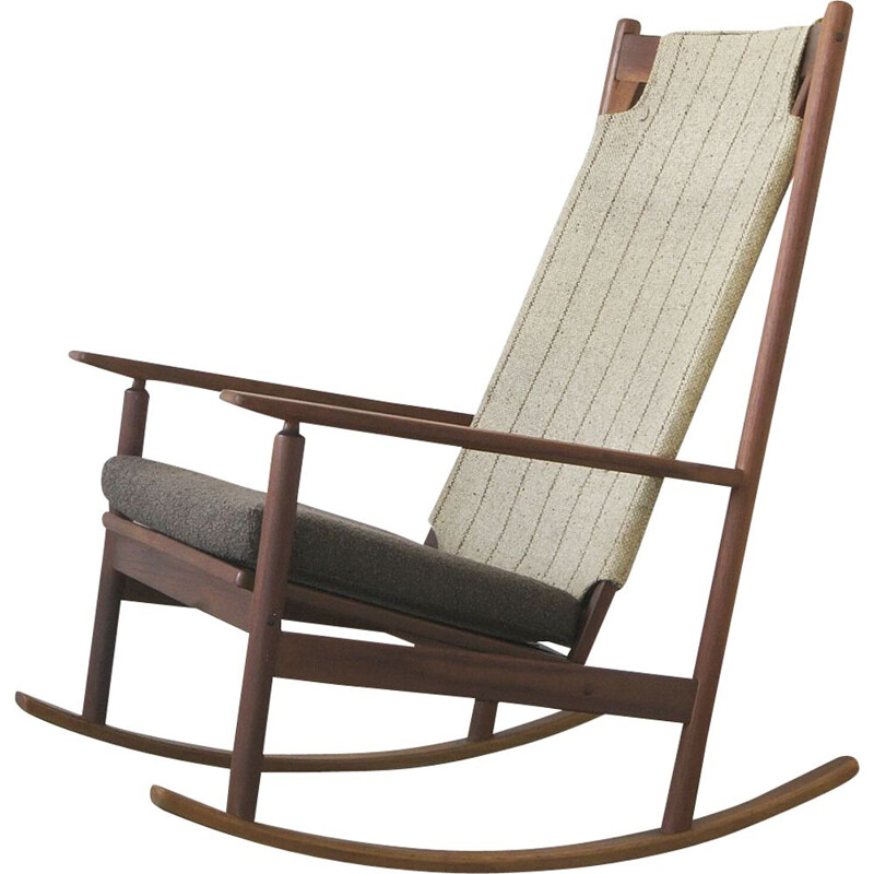 Vintage teak rocking chair by Hans Olsen for Juul Kristensen