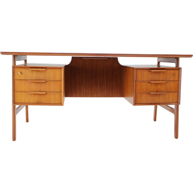 Vintage teakhouten bureau model 75 van Gunni Omann voor Omann Jun Møbelfabrik, 1960