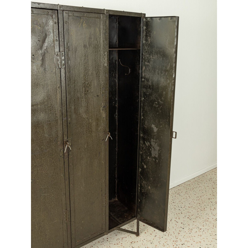 Vintage steel locker with one shelf and three hooks, Germany 1920