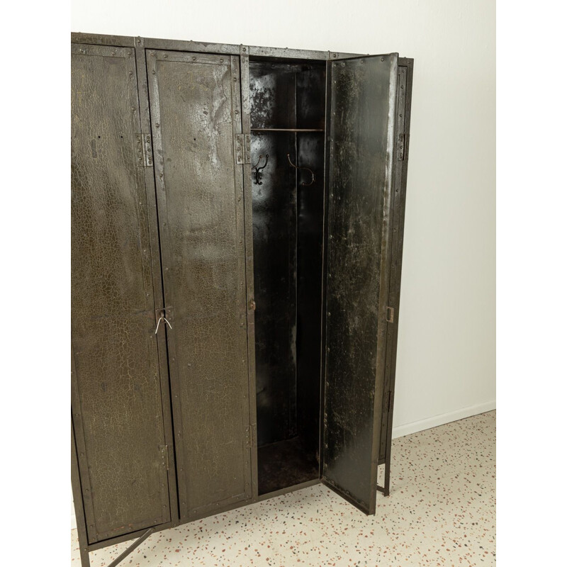 Vintage steel locker with one shelf and three hooks, Germany 1920