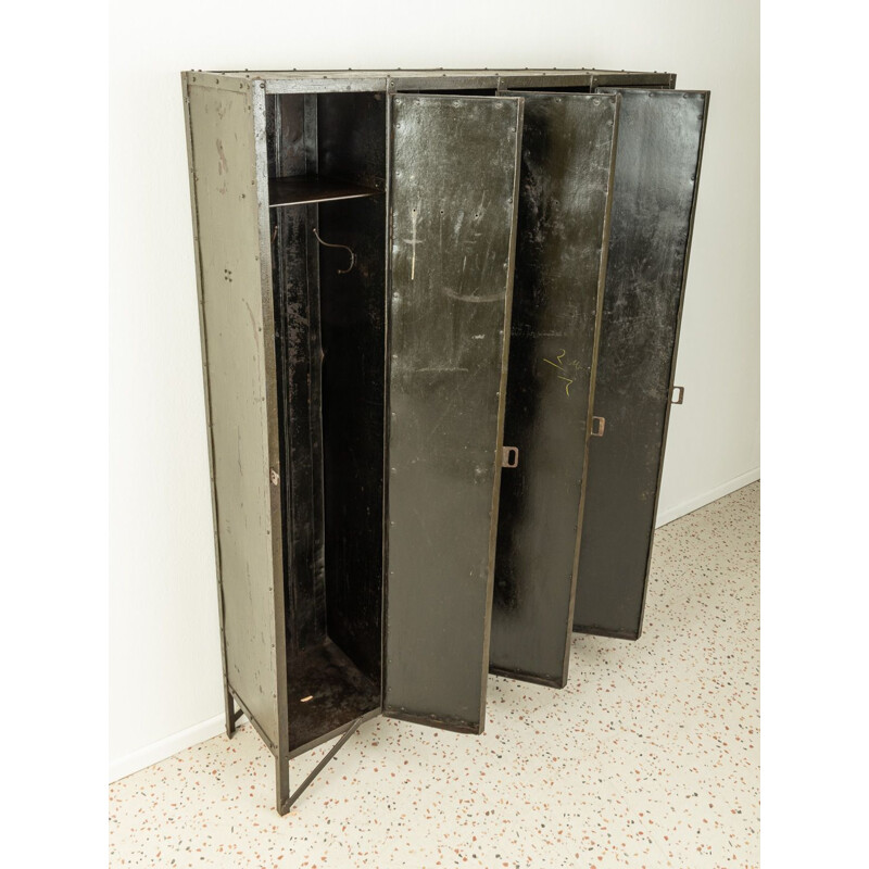 Vintage steel locker with one shelf and three hooks, Germany 1920