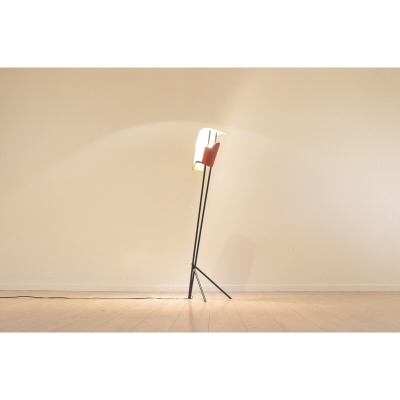 French floor lamp in yellow metal - 1950s