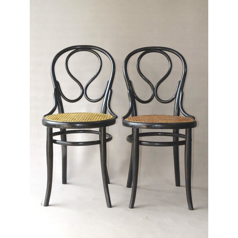Pair of vintage chairs N 20 "Omega" in cane