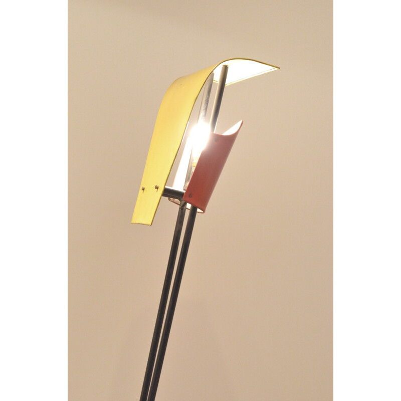 French floor lamp in yellow metal - 1950s