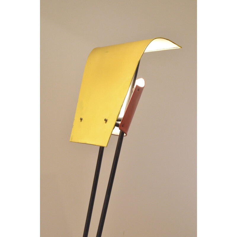 French floor lamp in yellow metal - 1950s