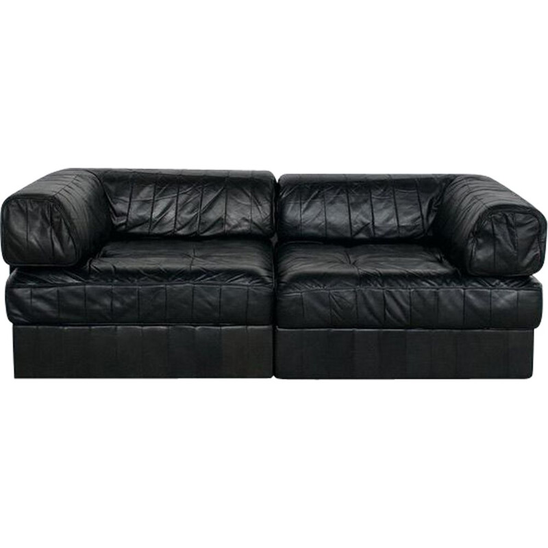 Vintage De Sede Ds-88 sofa in black leather, 1970s