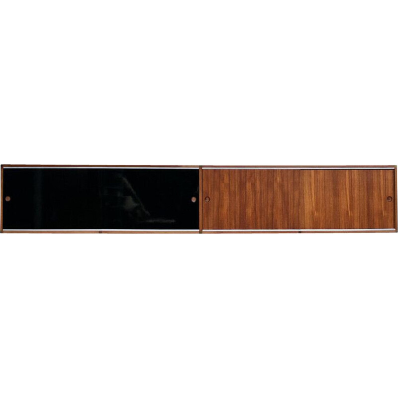 Vintage hanging teak sideboard by ARP, Guariche, Motte and Mortier, 1960s