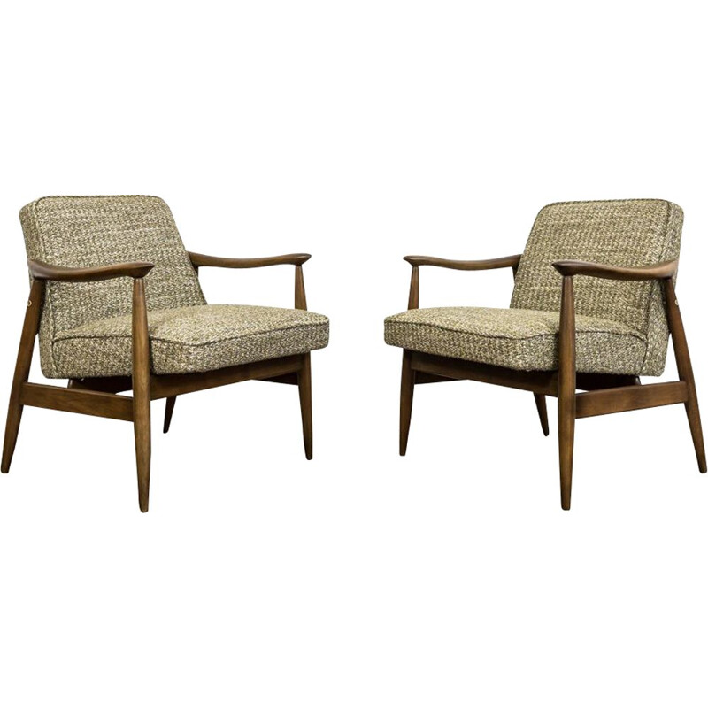 Pair of vintage Gfm 87 armchairs by Juliusz Kedziorek, 1960