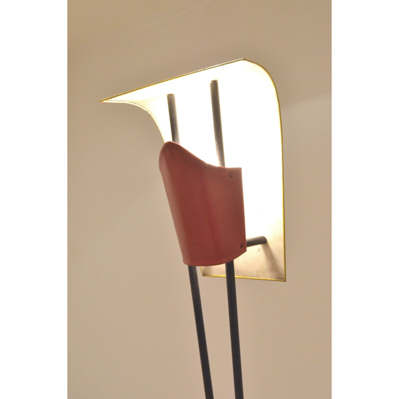 French floor lamp in yellow metal - 1950s