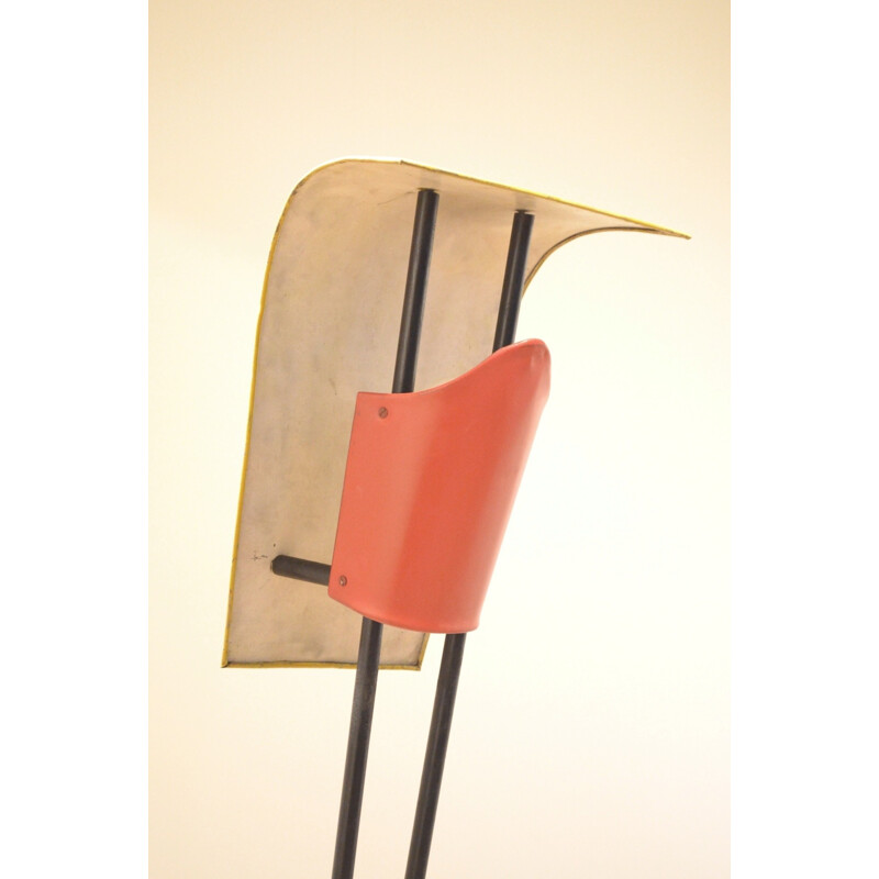 French floor lamp in yellow metal - 1950s