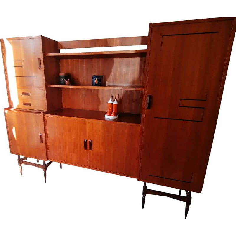 Vintage teak and glass buffet, 1970