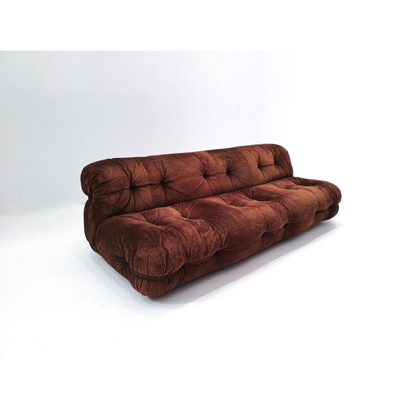 Mid-century Italian sofa in brown velvet, 1970s
