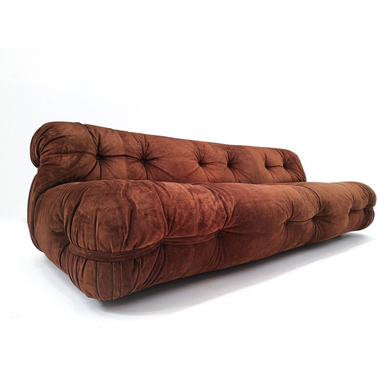 Mid-century Italian sofa in brown velvet, 1970s