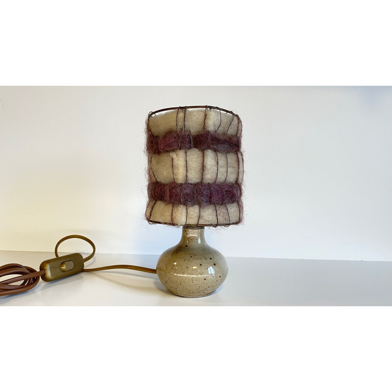 Lampe vintage en grès emaillé et laine