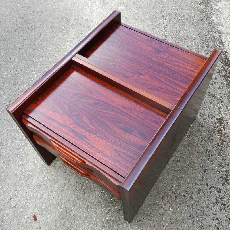 Pair of vintage night stands with 2 drawers and integrated lighting, 1970