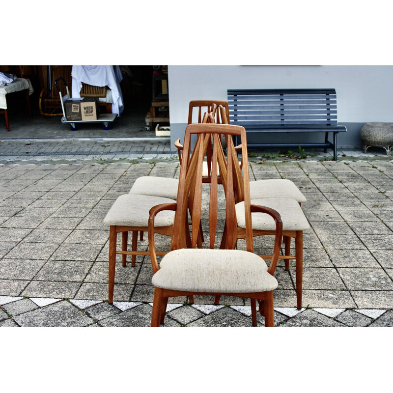 Set of vintage Eva 4 chairs and pair of armchairs by Koefoed