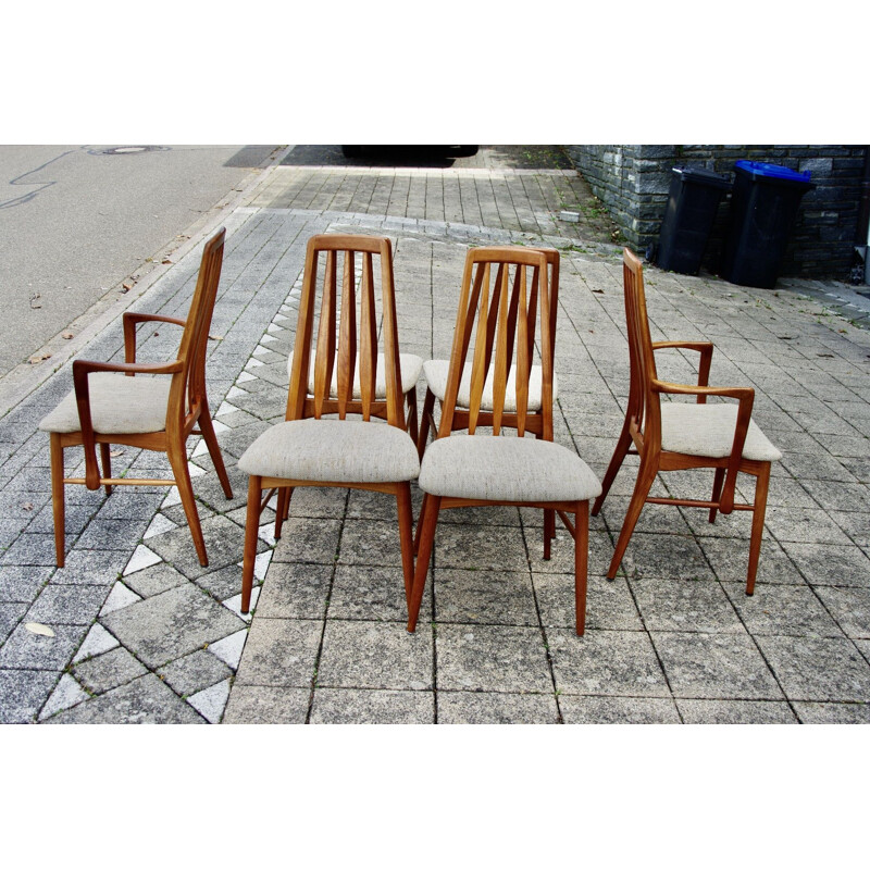 Set of vintage Eva 4 chairs and pair of armchairs by Koefoed