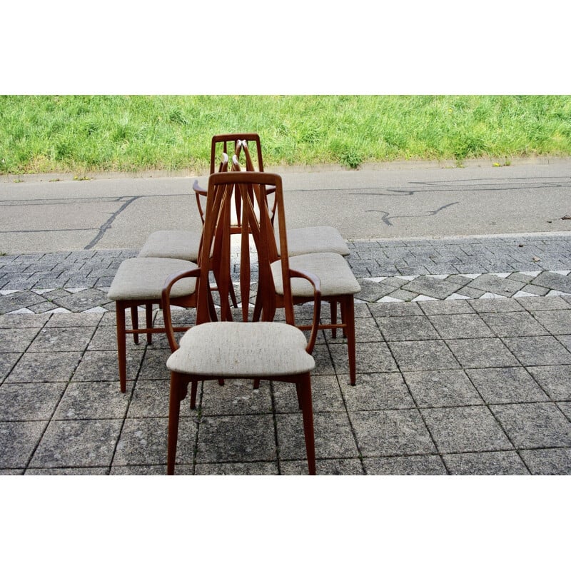 Set of vintage Eva 4 chairs and pair of armchairs by Koefoed