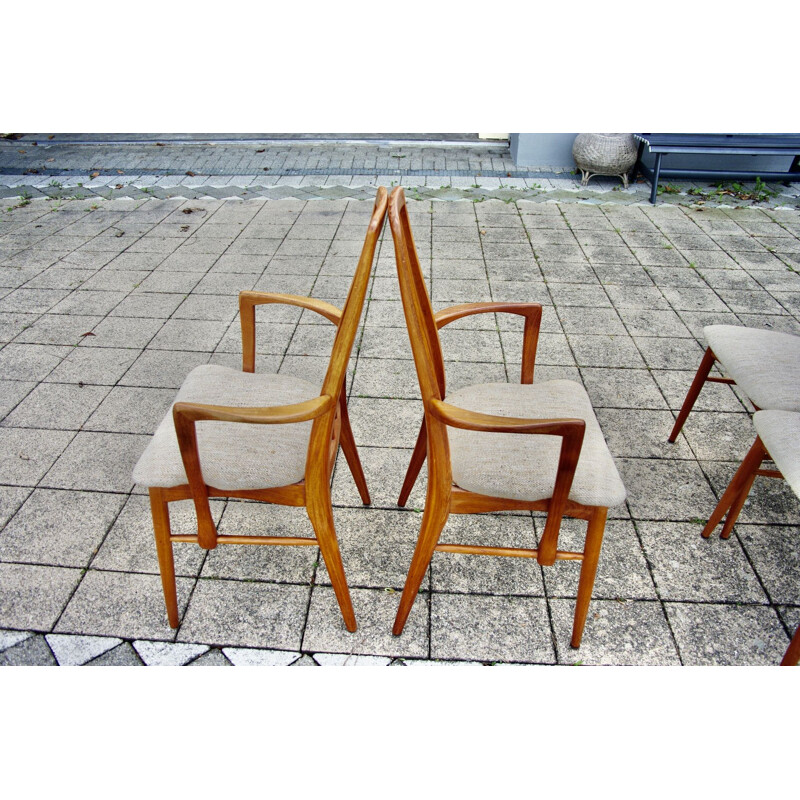 Set of vintage Eva 4 chairs and pair of armchairs by Koefoed