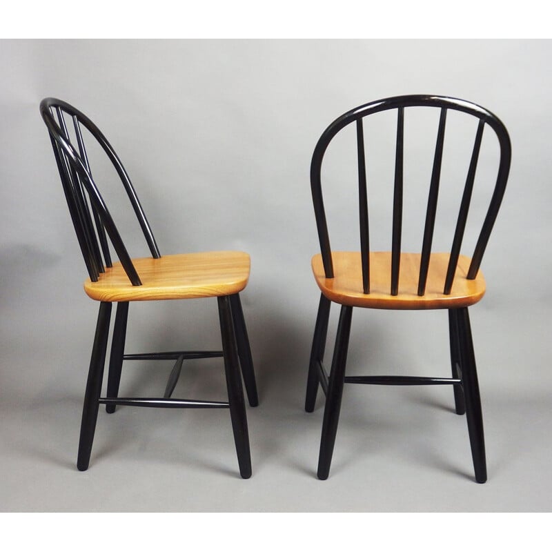 Pair of vintage Ercol chairs in bent beechwood, Great Britain 1960