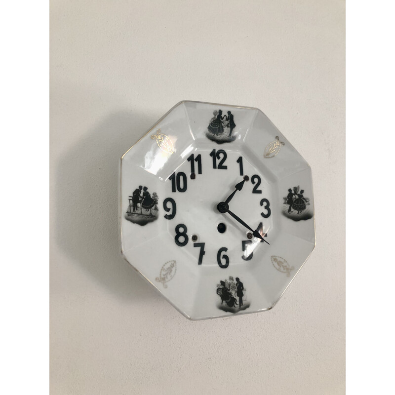 Reloj de porcelana vintage, Alemania 1950