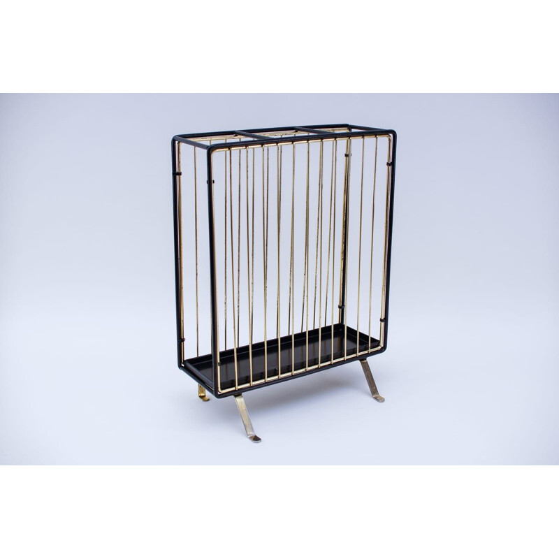 Vintage metal and brass umbrella stand, Austria 1950