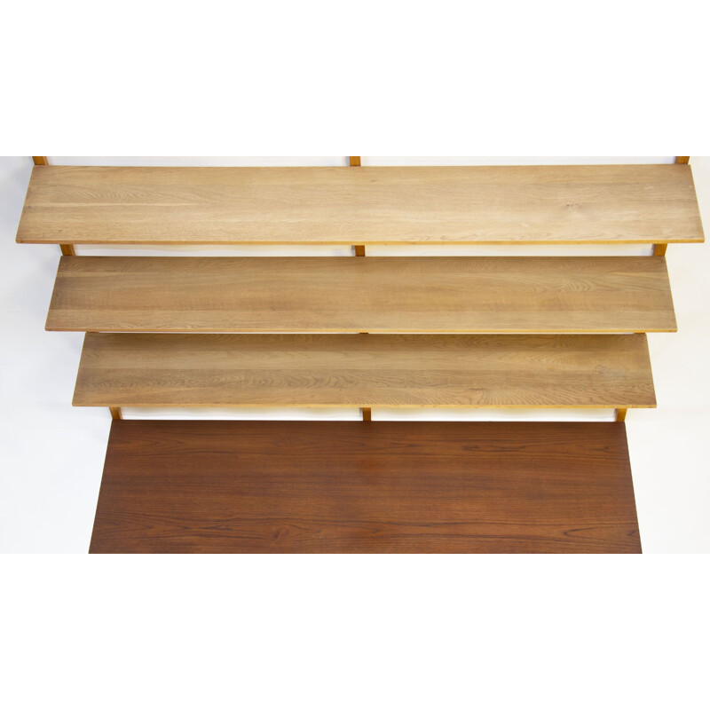 Vintage Bm 291 oak and teak veneer shelves by Borge Mogensen for Frederica Furnitures, 1956