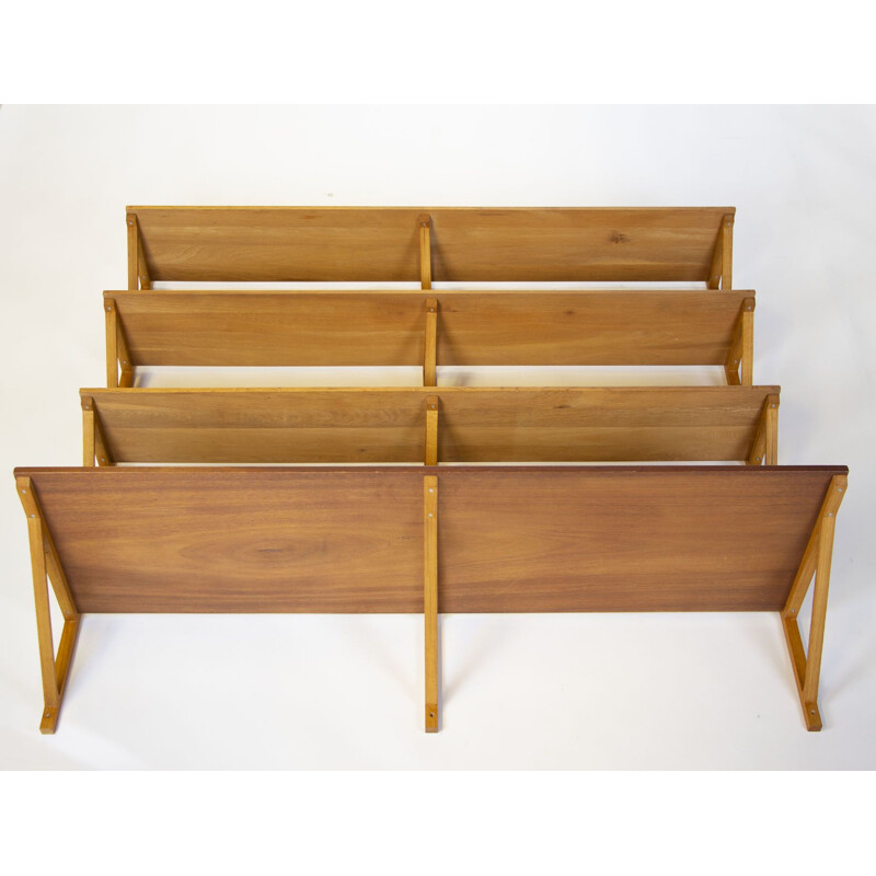 Vintage Bm 291 oak and teak veneer shelves by Borge Mogensen for Frederica Furnitures, 1956