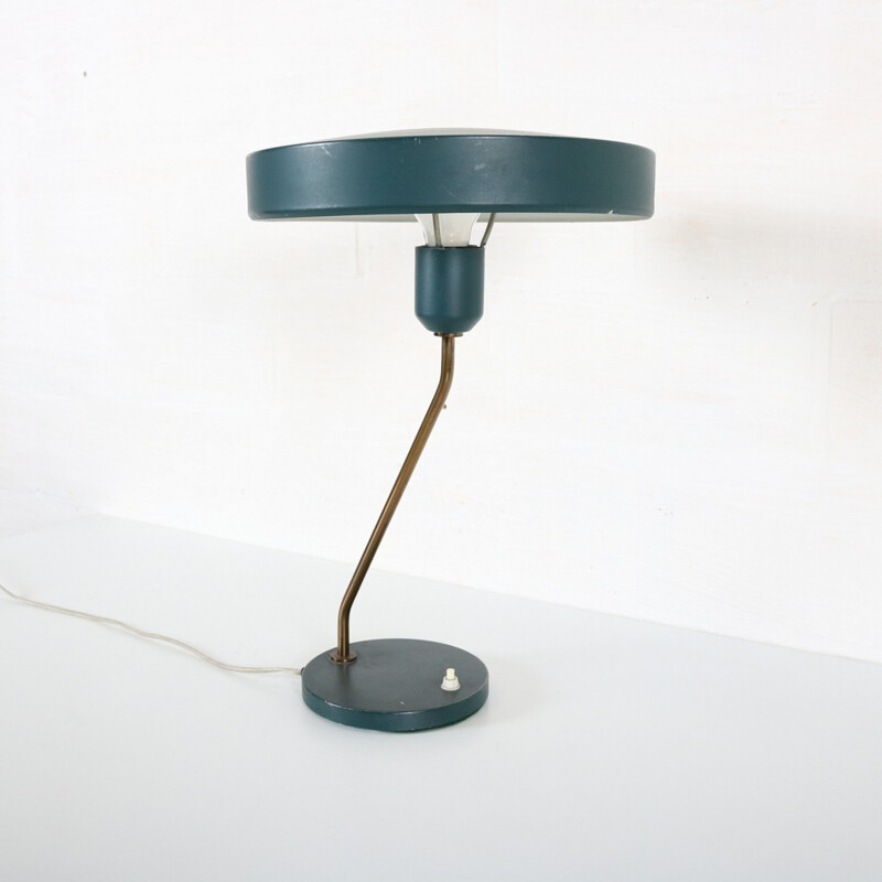 Philips desk lamp in blue metal, Louis KALFF - 1960s