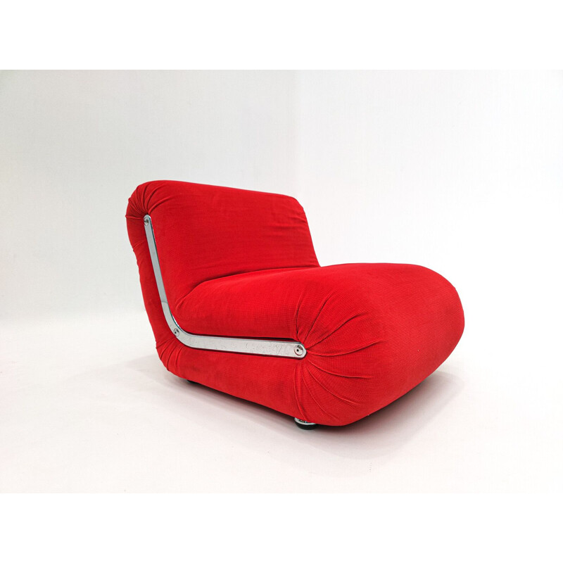 Paire de fauteuils Boomerang rouges vintage par Rodolfo Bonetto, Italie 1960