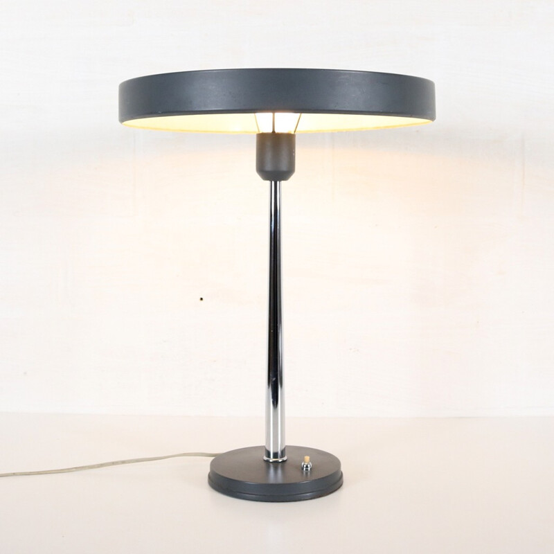 Philips table lamp in dark grey metal, Louis KALFF - 1960s