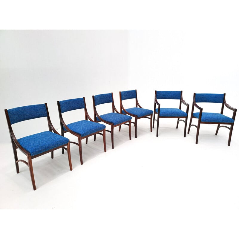 Set van 4 stoelen en 2 vintage fauteuils model 110 van Ico Parisi, Italië 1960