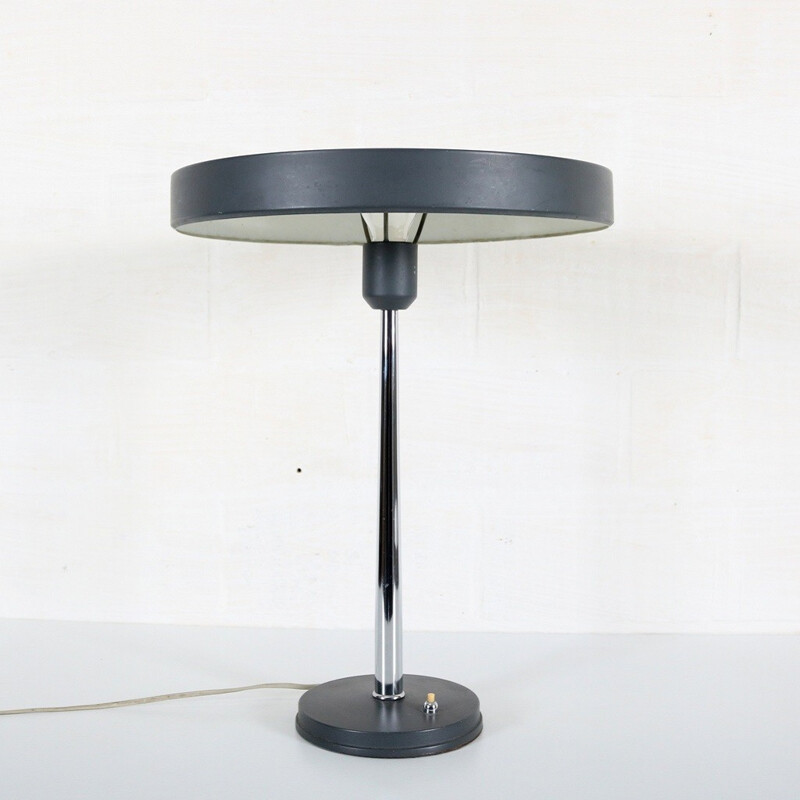 Philips table lamp in dark grey metal, Louis KALFF - 1960s
