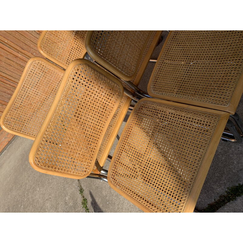 Ensemble de 4 chaises Cesca vintage par Marcel Breuer