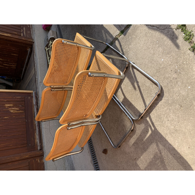 Ensemble de 4 chaises Cesca vintage par Marcel Breuer
