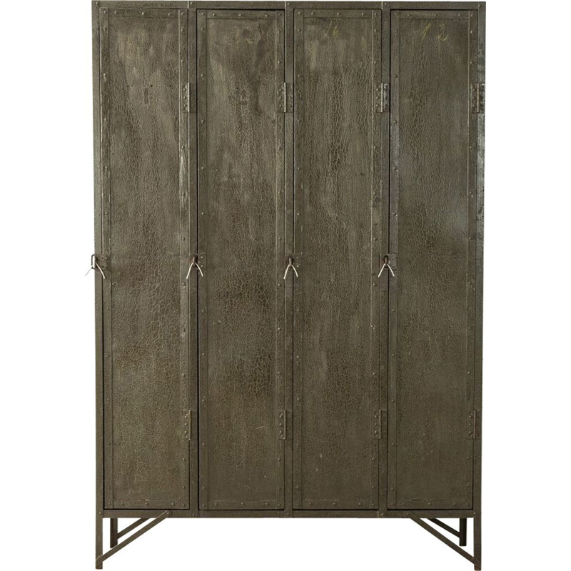 Vintage steel locker with one shelf and three hooks, Germany 1920