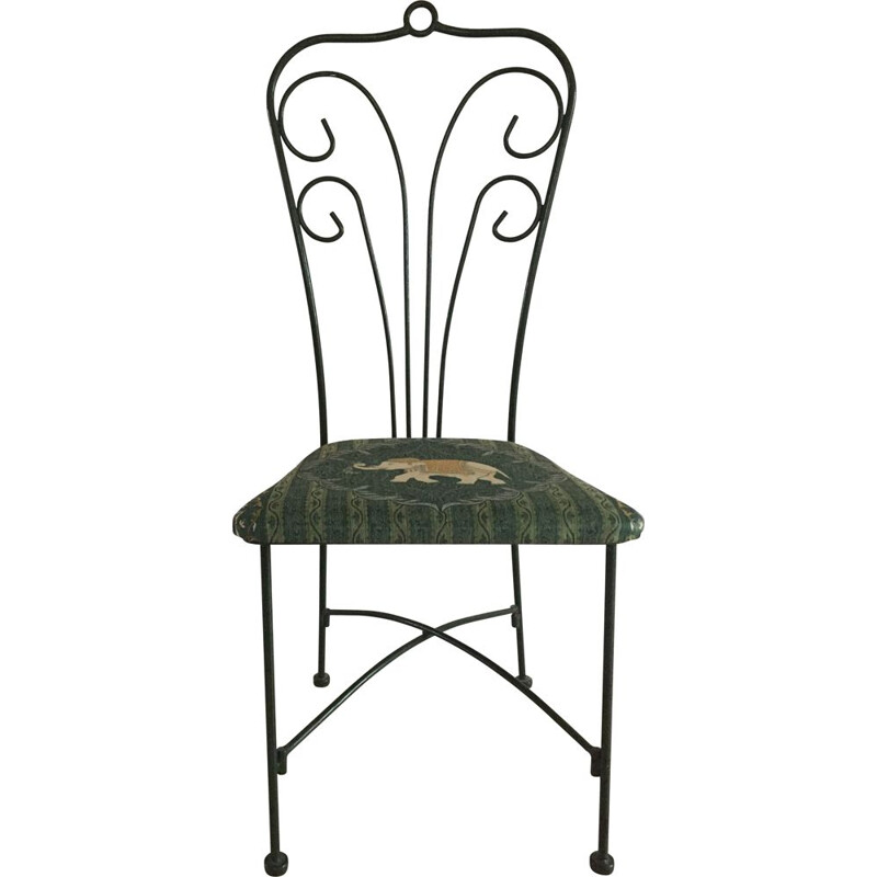Chaise de jardin vintage en acier et tissu