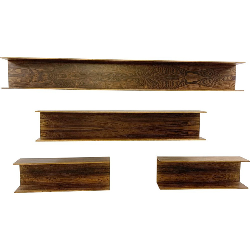 Set of 4 vintage wooden shelves, Italy 1960