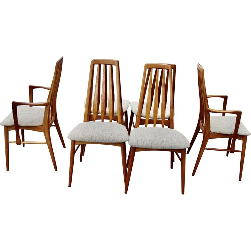 Set of vintage Eva 4 chairs and pair of armchairs by Koefoed