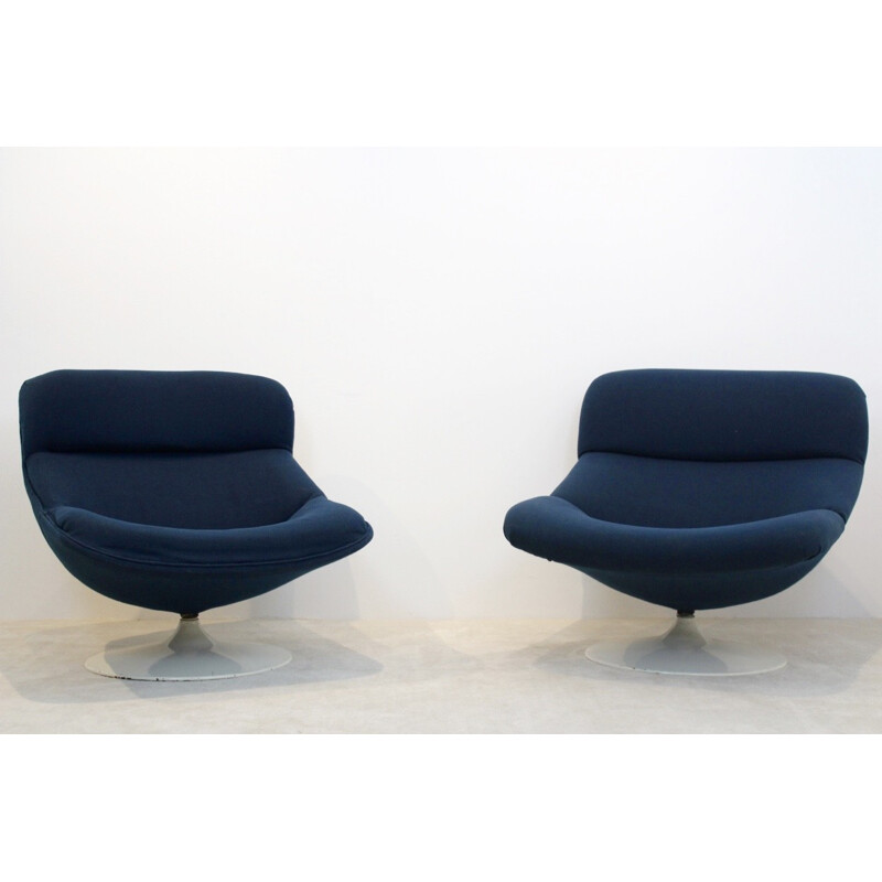 Set of 2 Artifort Swivel Lounge Chairs F518 and F522, Geoffrey HARCOURT - 1970s